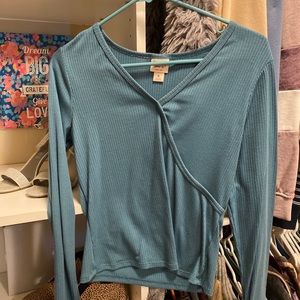 Teal wrap top